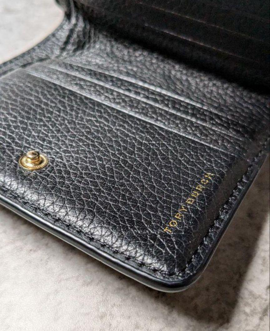 Tory Burch 黒 レザー 二つ折り財布 新品 TORY BURCH トリーバーチ 二つ折り 財布 黒 ブラック レザー