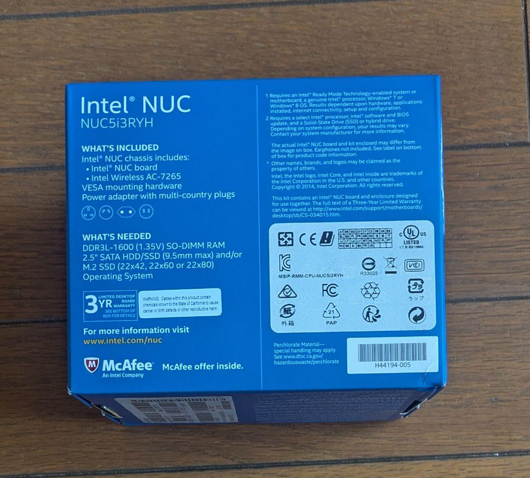 ミニPC INTEL NUC 5i3RYH