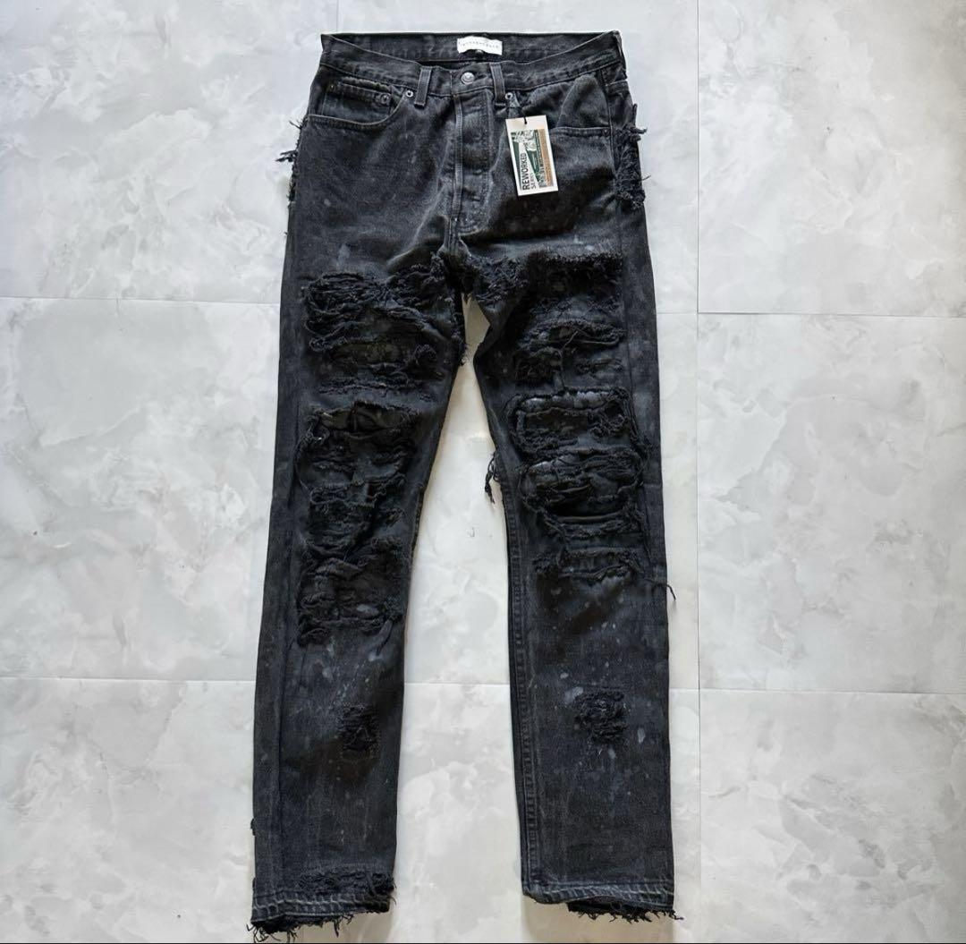 【Innocence NYC】LEATHER PATCH DENIM PANTS