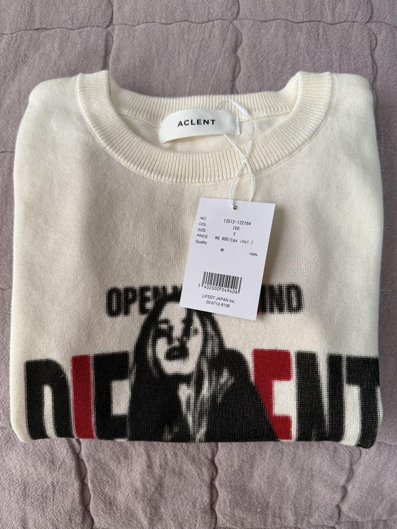 ACLENT グラフィックプリントハーフスリーブニットトップ グラフィックプリントハーフスリーブニットトップ（ニット