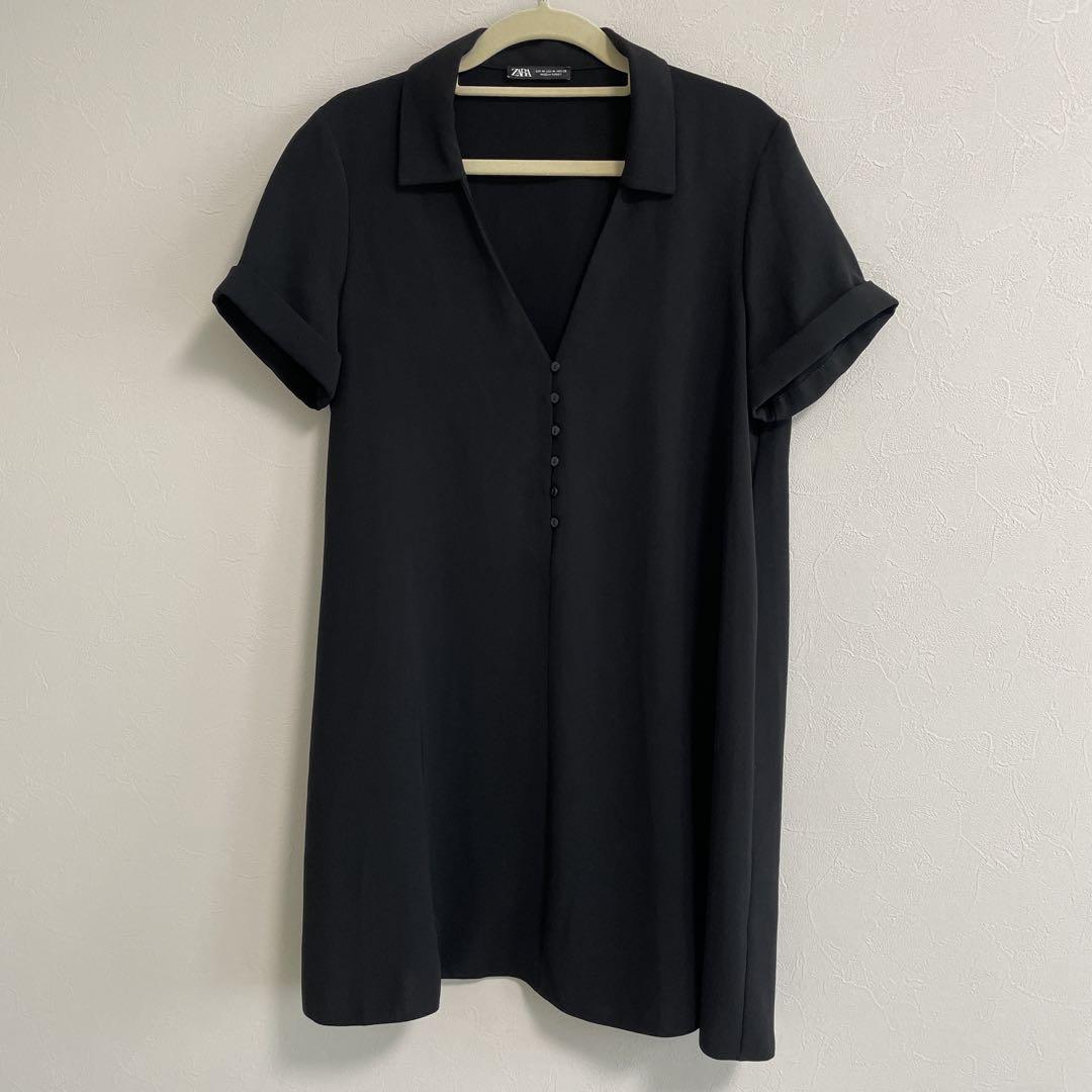 ZARA - ZARA 半袖ミニワンピース ブラックの通販 by M＆K｜ザラ