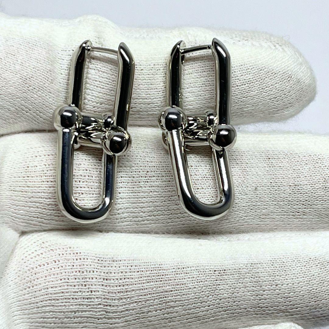 ✨BIGピアス✨刻印✨シルバー✨ハードウェア 大きいサイズ】シルバー925 ピアス ハードウェア U字チェーン