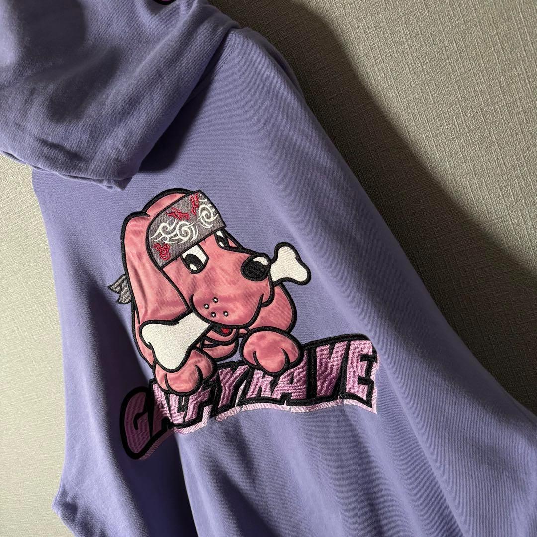 ガルフィ ファイヤーパターン ジップアップパーカー ビッグロゴ パープル XL