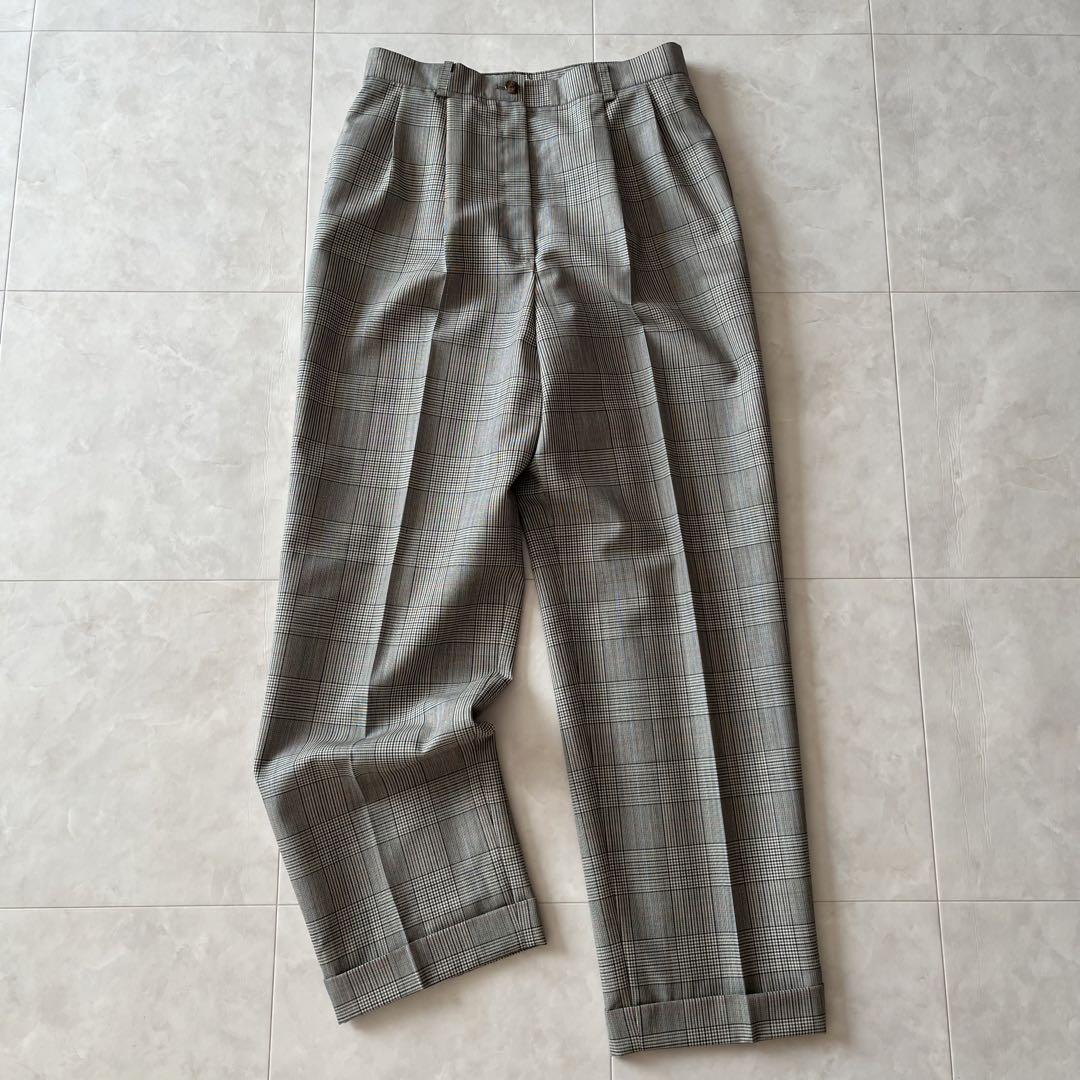 バーバリー　セットアップパンツ11&9ダブルブレスト　グレンチェック　グレー