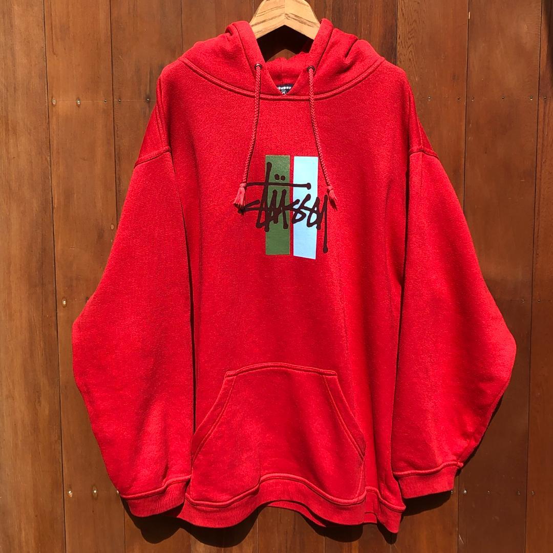 90's stussy スウェットパーカー　 L　希少　フーディーフェス