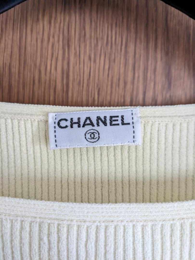 CHANEL シャネル 半袖 ニット カットソー Tシャツ 黄色 イエロー