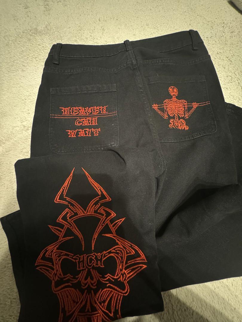 黒 赤 バギーデニム sk8 y2k JNCO bigboy 似 スケーター