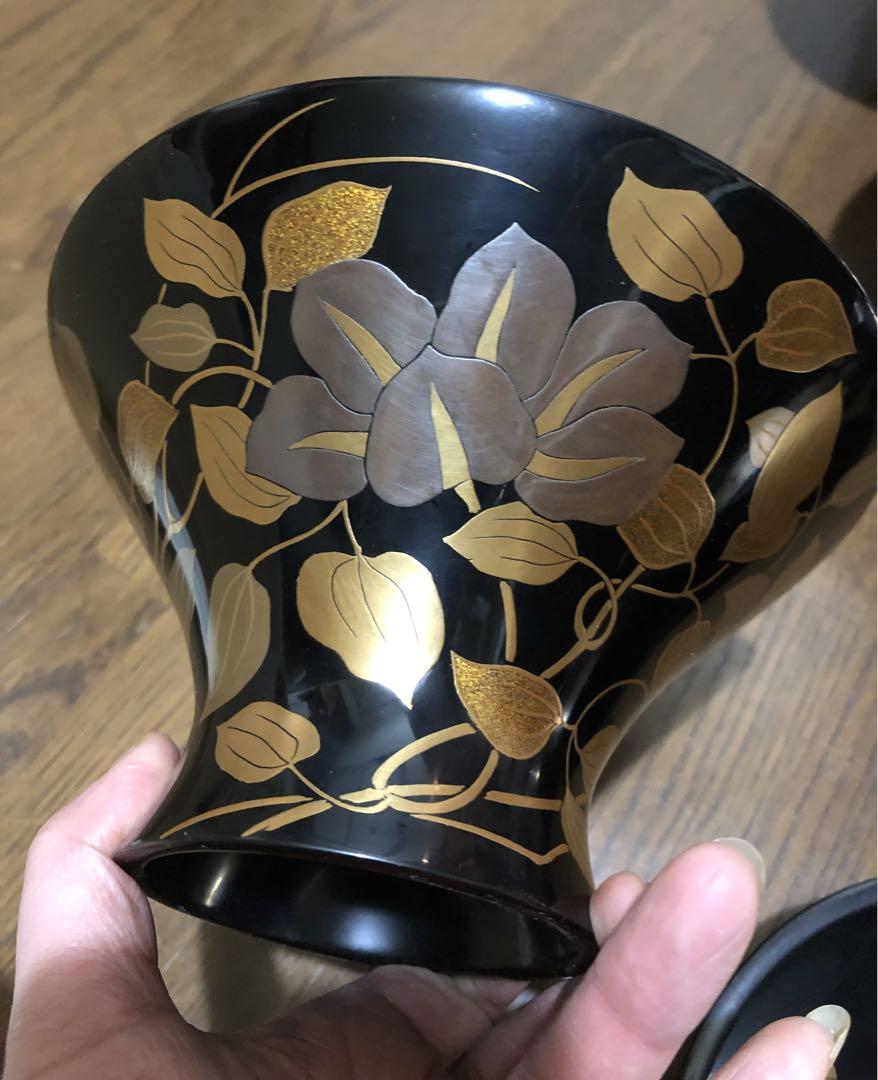 骨董 アンティーク クレマチス テッセン 鉄線 蒔絵椀 漆器 雑煮椀 10セット