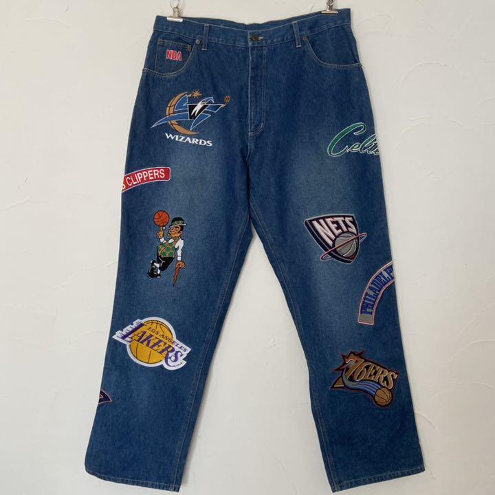 超激安新品 Pa011 刺繍 デニムパンツ w38 heN0o-m94559337716 UNK NBA チーム 超特価