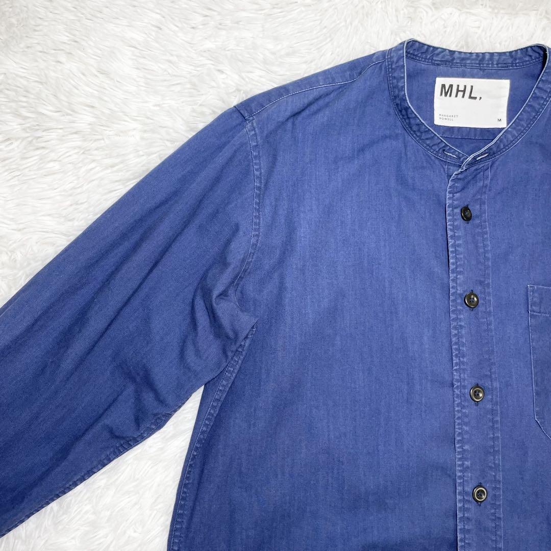 【美品】エムエイチエル　長袖シャツ・デニムシャツ・スタンドカラー・バンドカラー