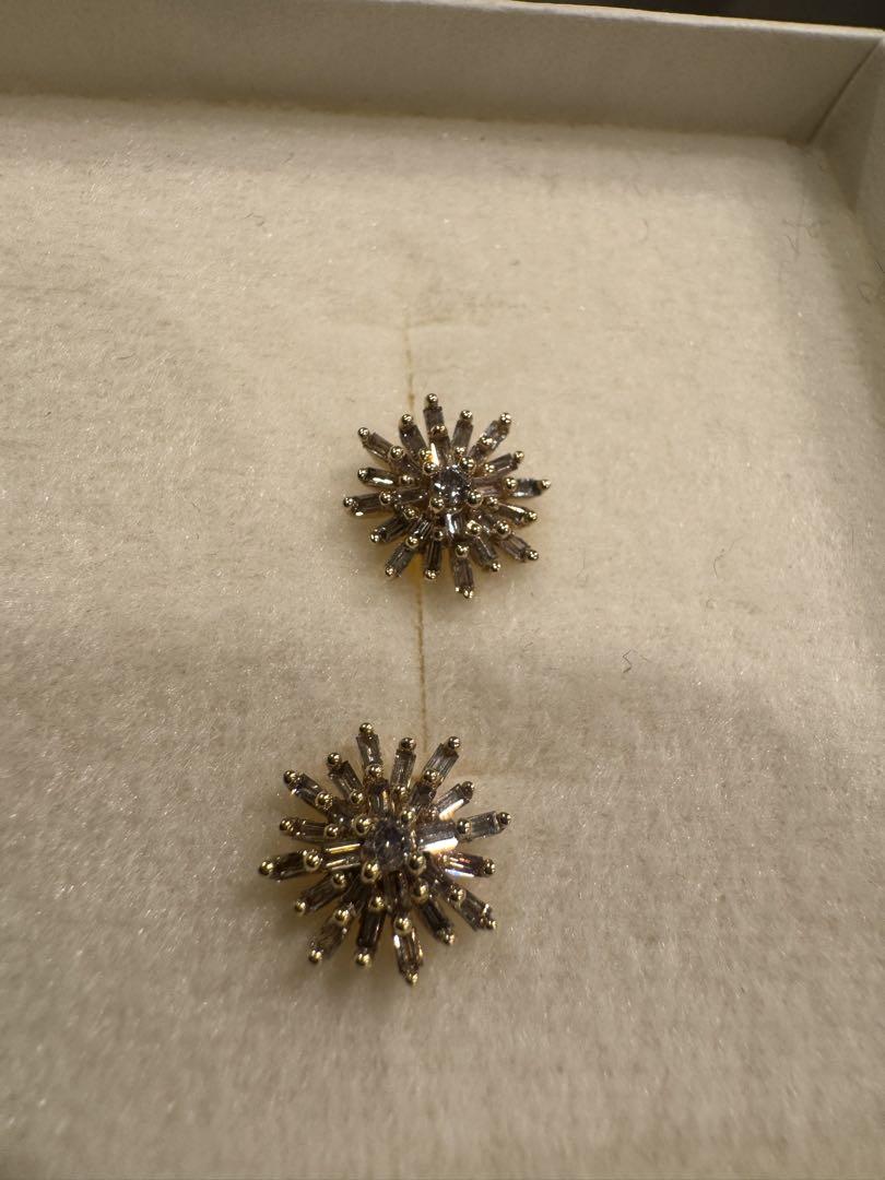 K18 ブラウンダイヤ　リリーダイヤカット デザインピアス　計0.4ct