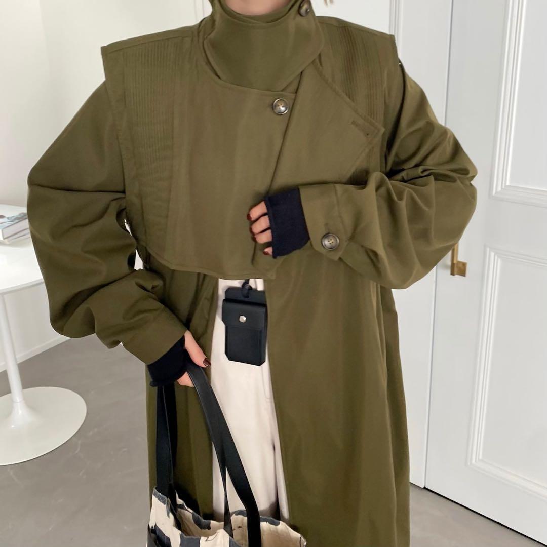 祝開店！大放出セール開催中 pleats parts collar stand long khaki CO ジャケット・アウター