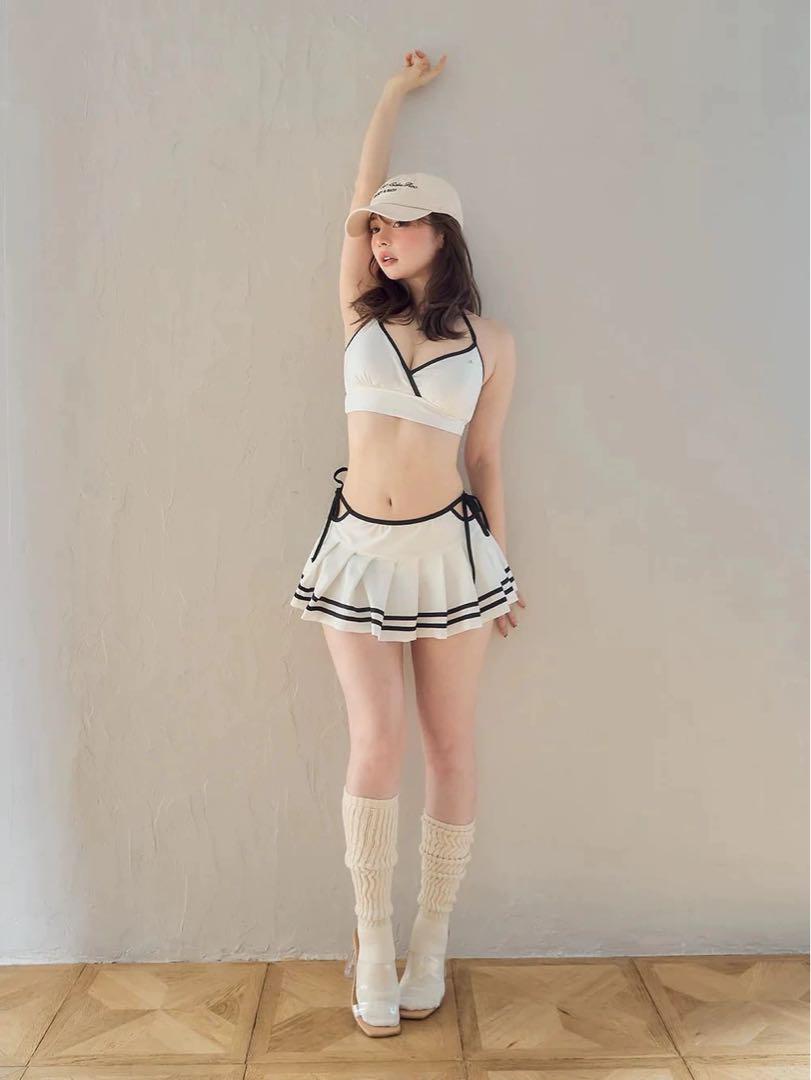 Coco pleats swimwear ホワイト