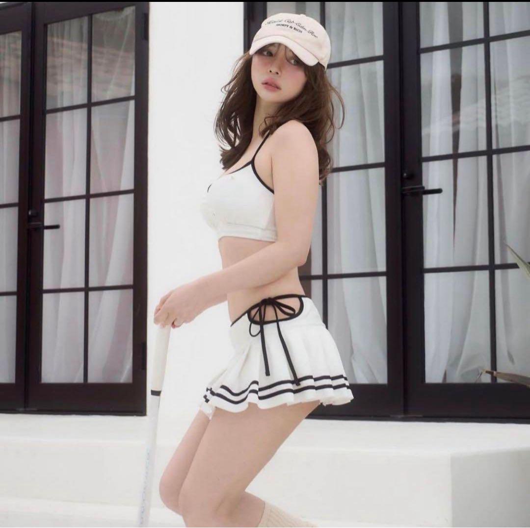 Coco pleats swimwear ホワイト