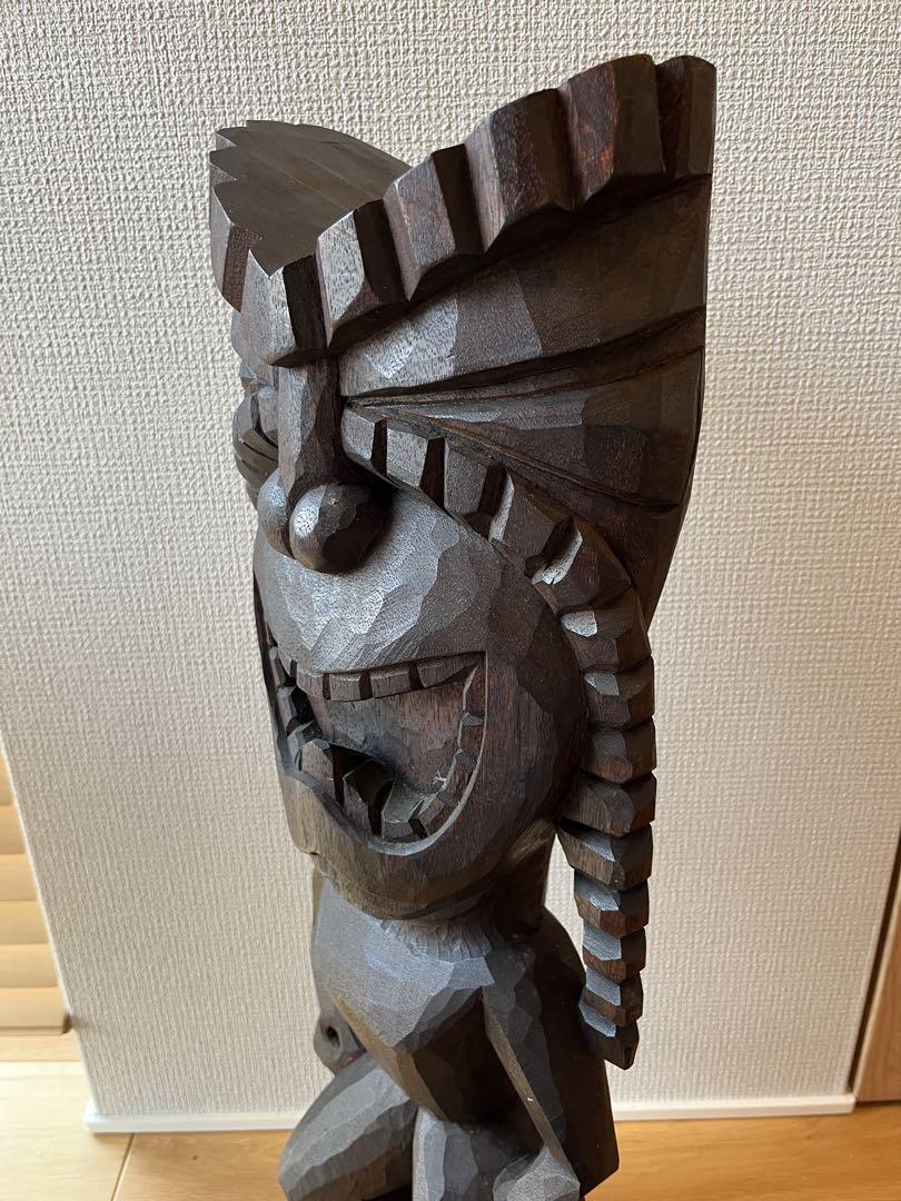 ンジゥトイ　ハワイ　木彫りティキ像　特大サイズ76cm レトロ雑貨