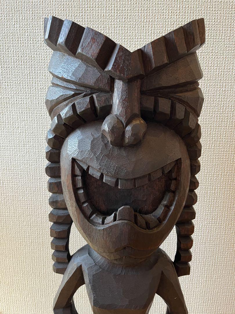 ンジゥトイ　ハワイ　木彫りティキ像　特大サイズ76cm レトロ雑貨