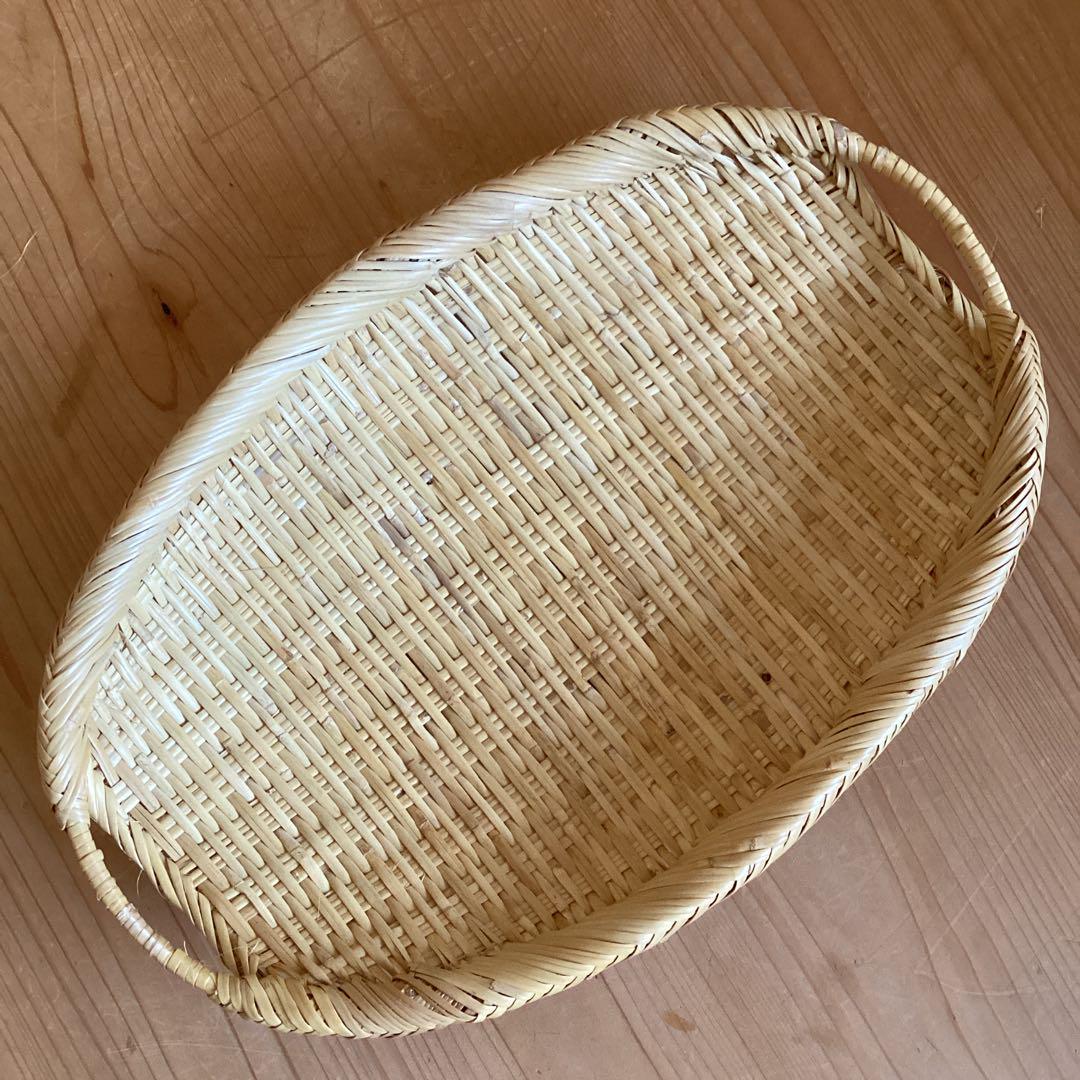 鳥越の竹細工　すず竹　手付き楕円ざる　大きめ ⭐︎