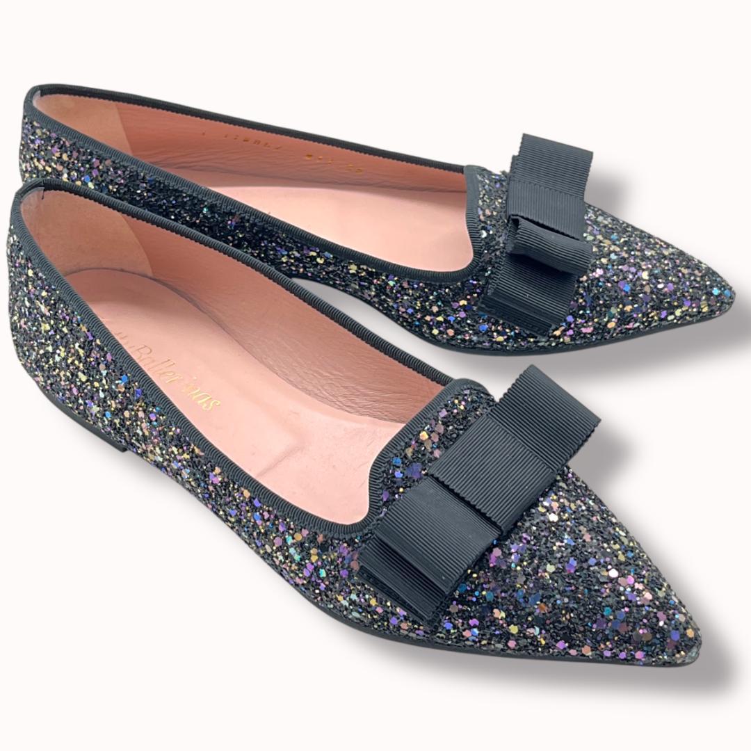 即納 美品 定価3.5万♪プリティ・バレリーナ フラットシューズ 黒 36 23