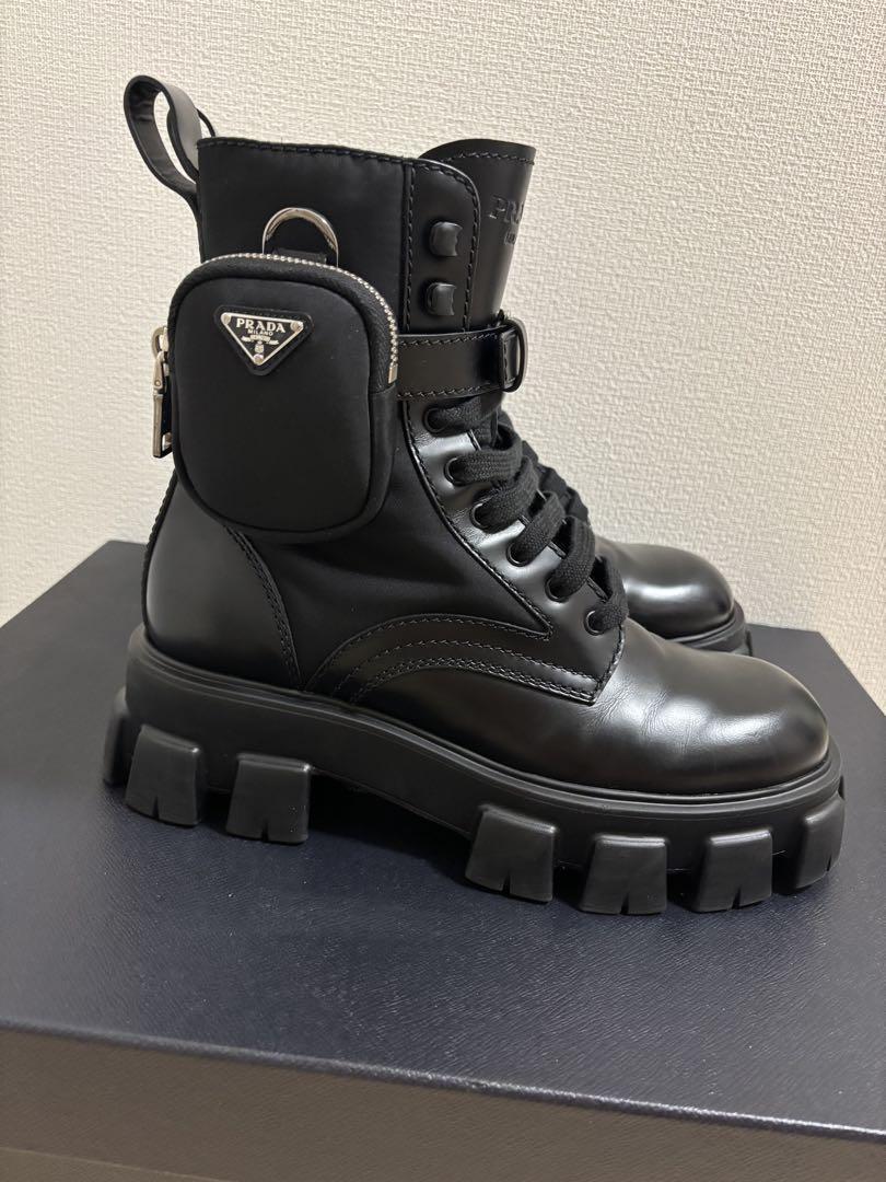PRADA Re-Nylon ポーチ付　モノリス　コンバットブーツ　完売品