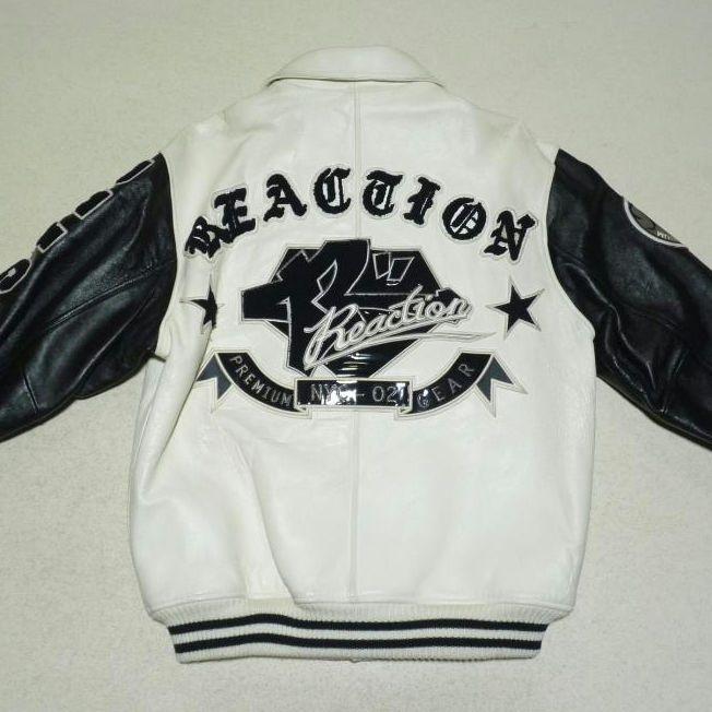 REACTION　本革　羊革　レザージャケット　ホワイト＆ブラック　M