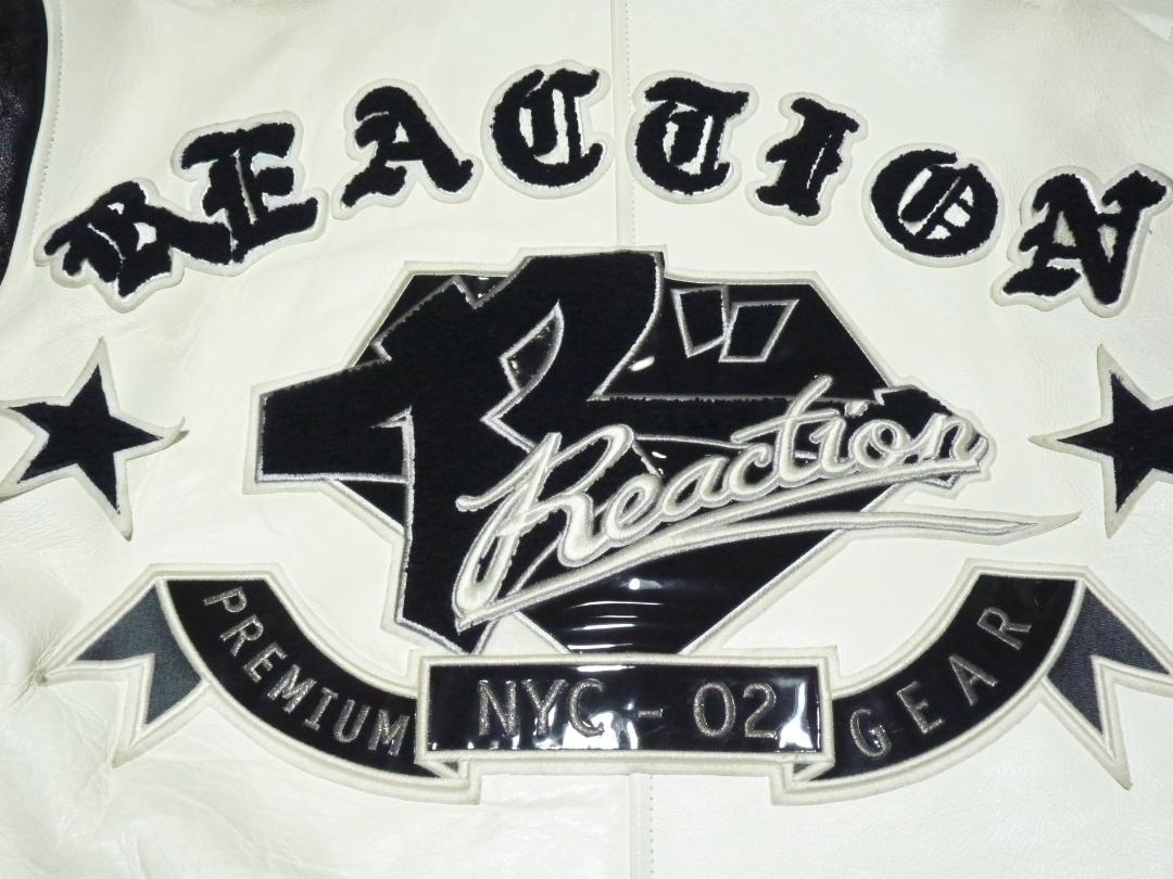 REACTION　本革　羊革　レザージャケット　ホワイト＆ブラック　M