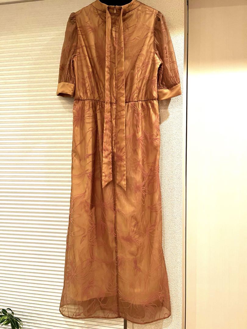 Dorry Doll フロッキーデザインIラインドレス　ピンクベージュ