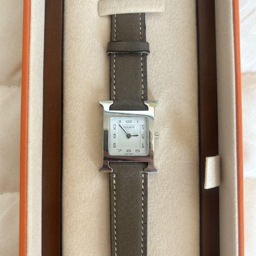 HERMES シルバー クォーツ時計 稼動品