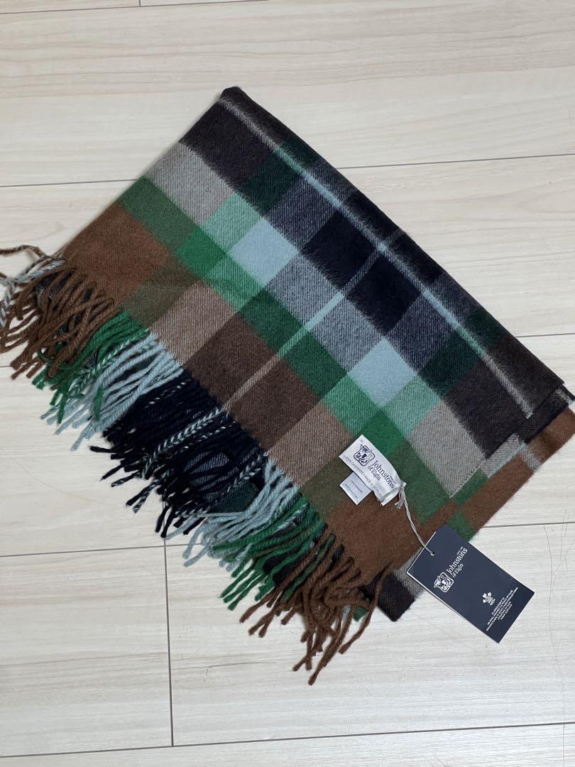 【新品】Johnstons 大判チェックカシミヤストール