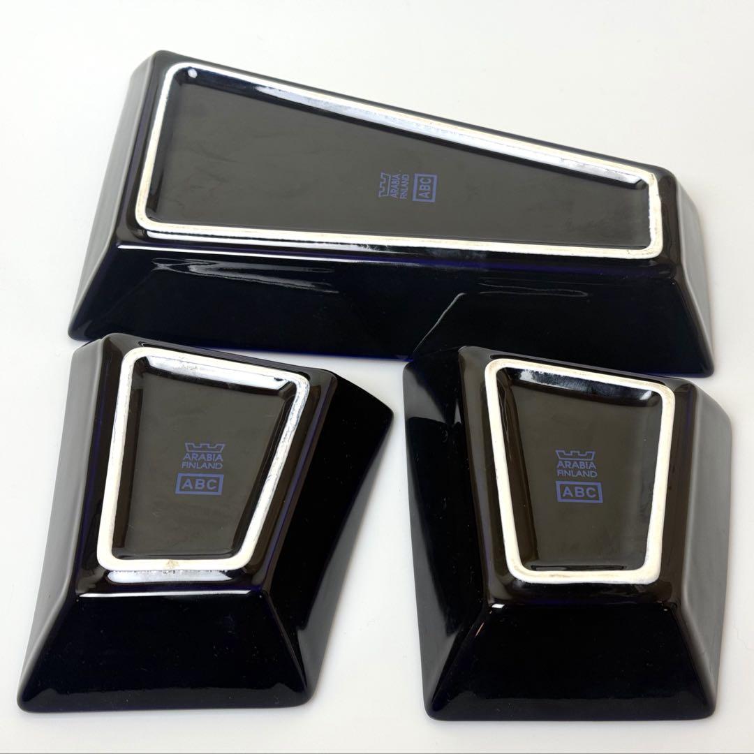 廃盤 ARABIA ABC Nero プレートセット ネイビー コバルトブルー
