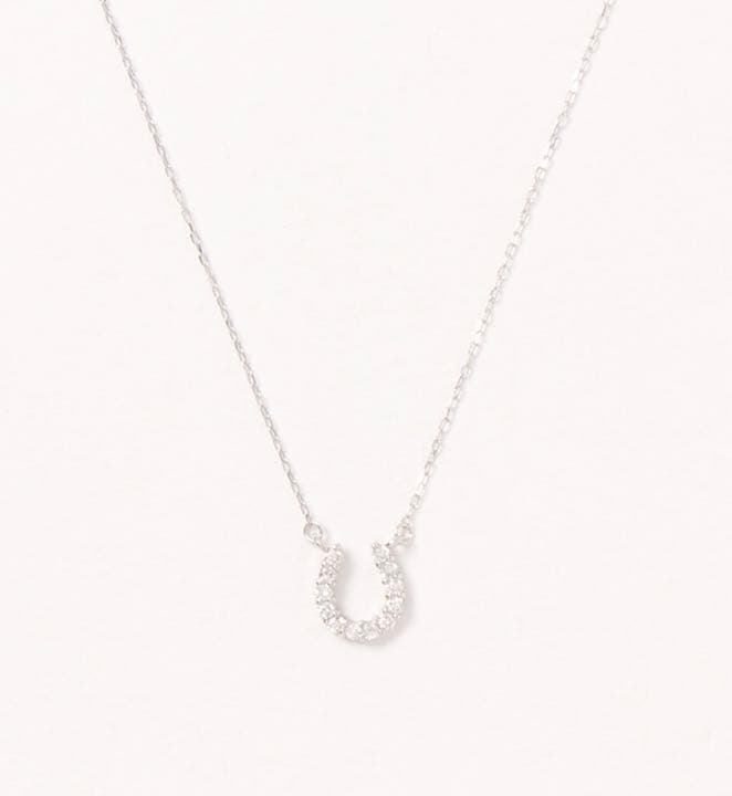 K18 ネックレス ホワイトゴールド ダイヤ ホースシュー