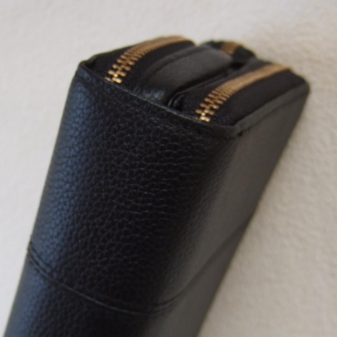 新同美品　Ethno エスノ　ハウスワイフウォレット　黒　シボ革　11 × 20