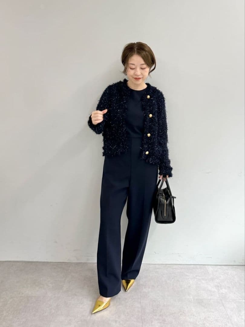 新品未使用タグ付き ラメツィードニットジャケット ネイビー 新品未使用タグ付き ラメツィードニットジャケット ネイビー