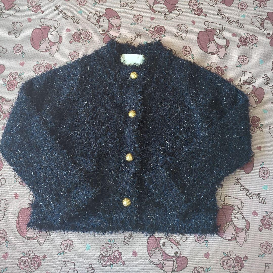 新品未使用タグ付き ラメツィードニットジャケット ネイビー 新品未使用タグ付き ラメツィードニットジャケット ネイビー