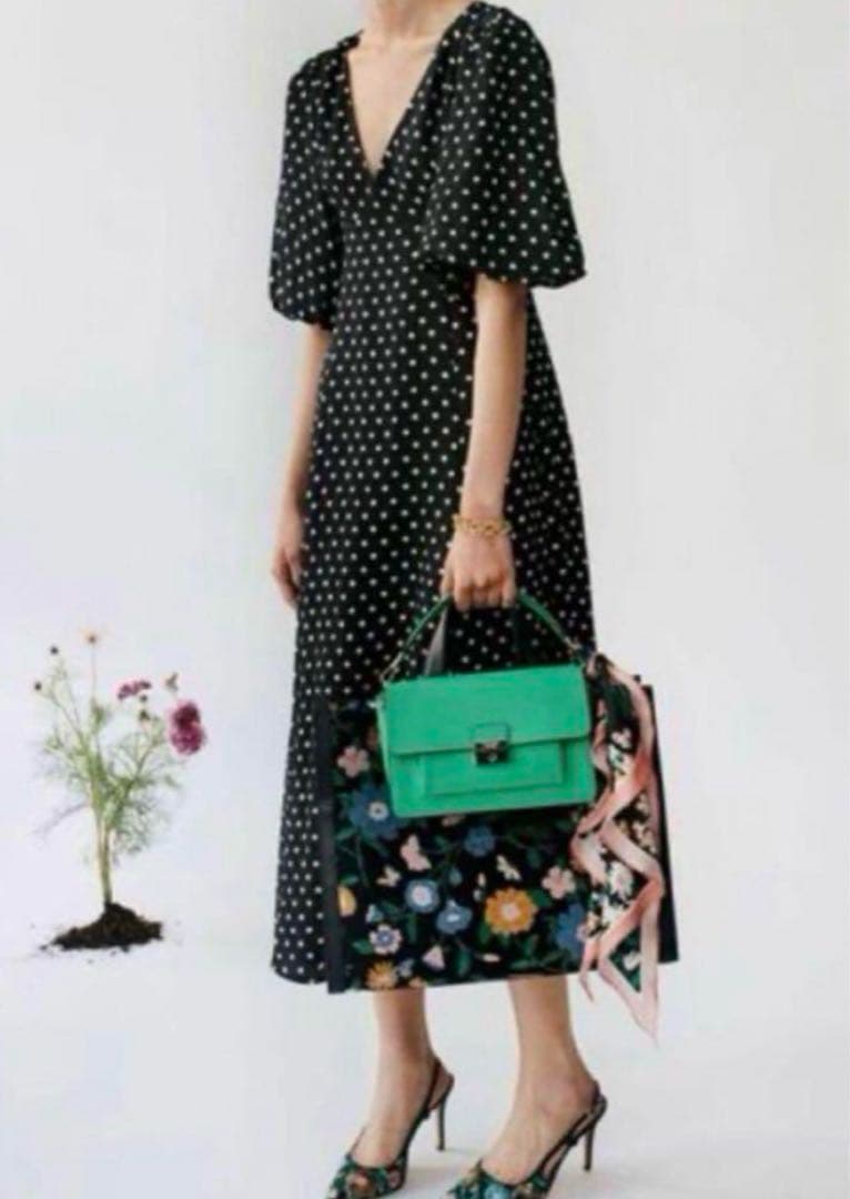 ケイトスペード ハーモニー ドットクロークドレス 水玉 Vネック ワンピースL・kate spade new york