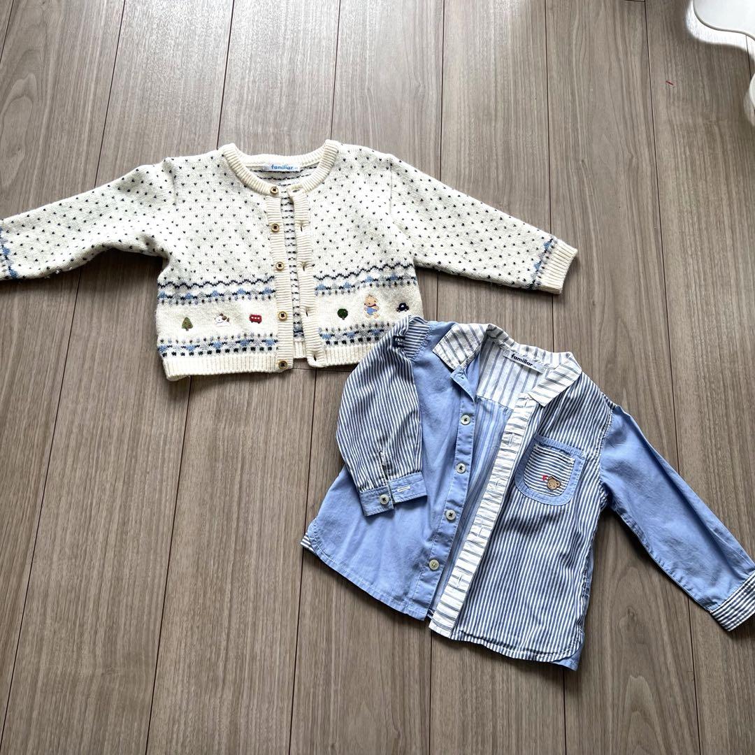 familiar 3点セット フォーマル 90 カーディガン シャツ 短パン familiar 3点セット フォーマル 90 カーディガン シャツ 短パン