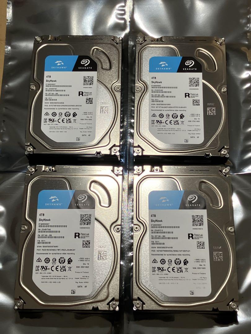 Seagate 4TB SKYHAWK ビデオ 監視システム HDD 4個 Seagate SkyHawk 4TB Surveillance Hard Drive - SATA 6Gb/s