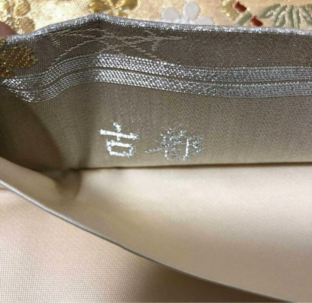 MO-3095 袋帯 羽ばたく鶴の群れ 松林 金銀糸 白茶色 MO-3095 袋帯 羽ばたく鶴の群れ 松林 金銀糸 白茶色