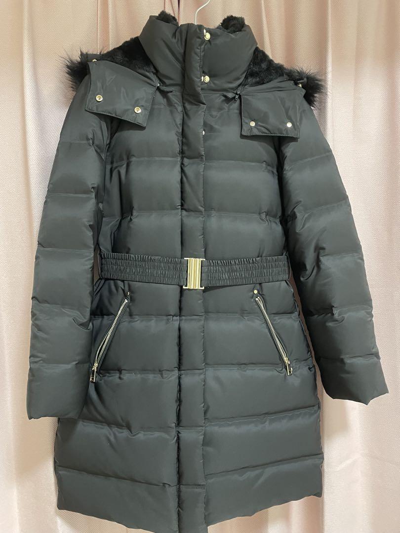 ZARA フェイクファーフーデッドダウン パフジャケット ダウン コート ベルト ZARA フェイクファーフーデッドダウン パフジャケット ダウン