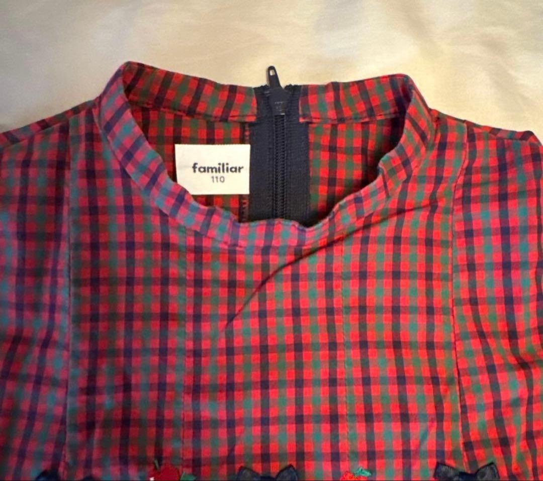新品familiar チュニック 赤系 チェック柄 新品familiar チュニック 赤系 チェック柄