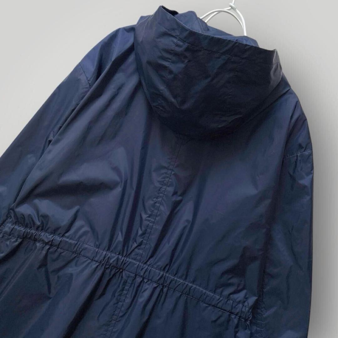 ［良品］S Max Mara ビジュー フード付き ナイロンコート ネイビー