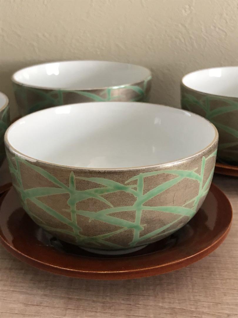 京紫龍峰 湯呑み4個& 茶托4枚セット まとめ売り