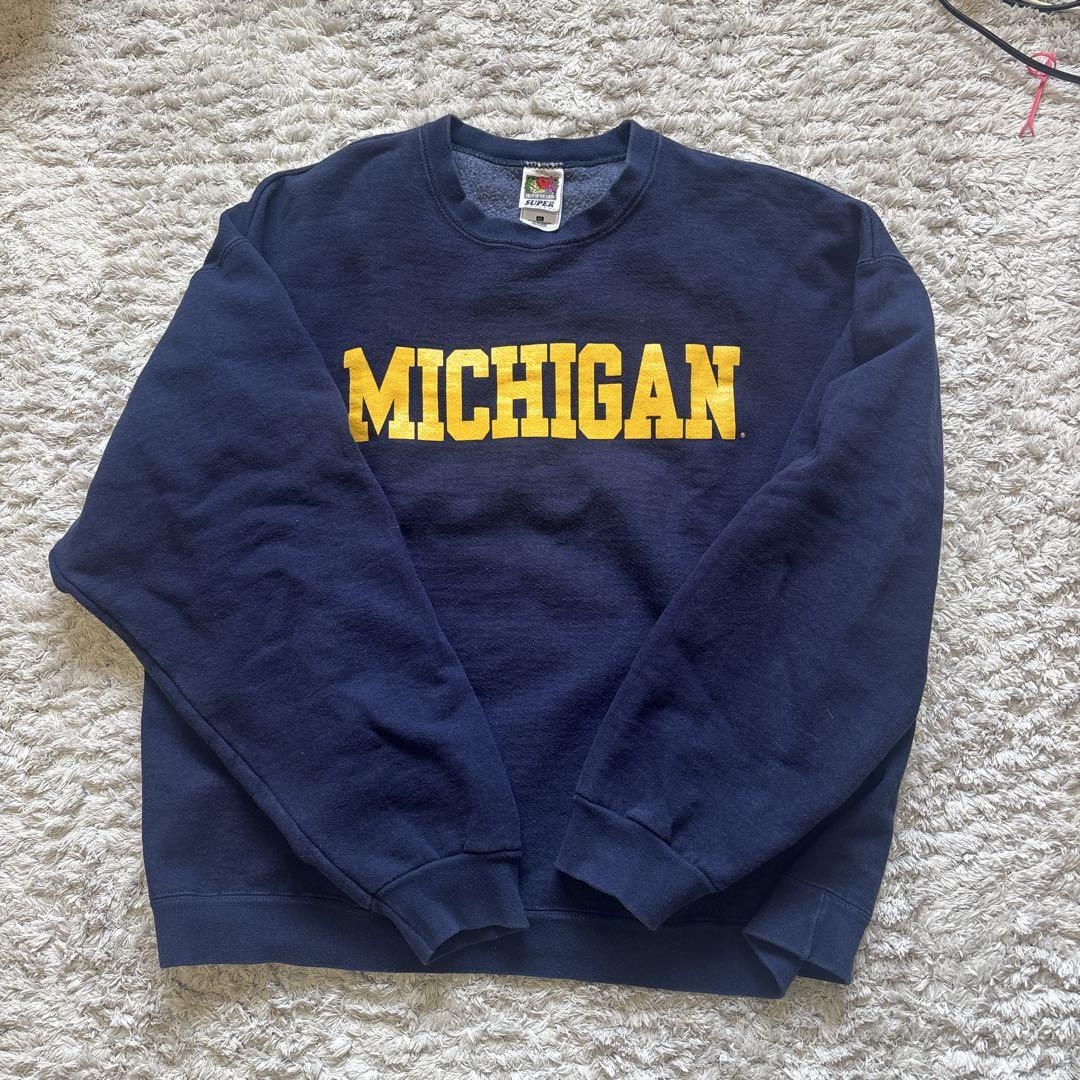 80s USA製 MICHIGAN カレッジスウェット 古着 ヴィンテージ 紺 80s USA製 MICHIGAN カレッジスウェット 古着 ヴィンテージ 紺