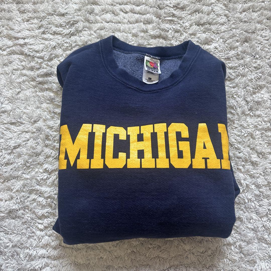 80s USA製 MICHIGAN カレッジスウェット 古着 ヴィンテージ 紺 80s USA製 MICHIGAN カレッジスウェット 古着 ヴィンテージ 紺