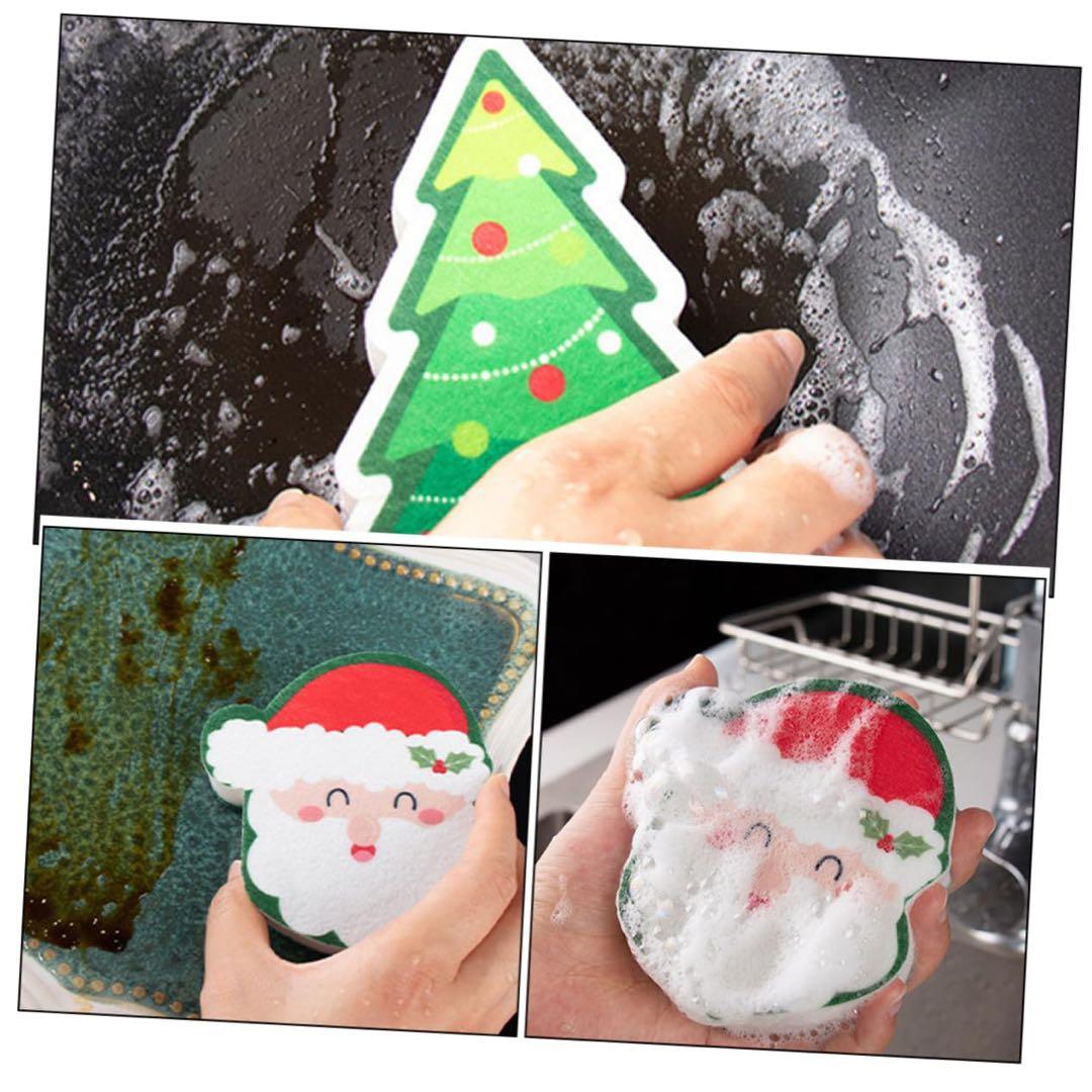 ❣️クリスマス 食器用スポンジ 耐久性のあるキッチン用洗浄パッド 3個 ❣️クリスマス 食器用スポンジ 耐久性のあるキッチン用洗浄パッド 3個