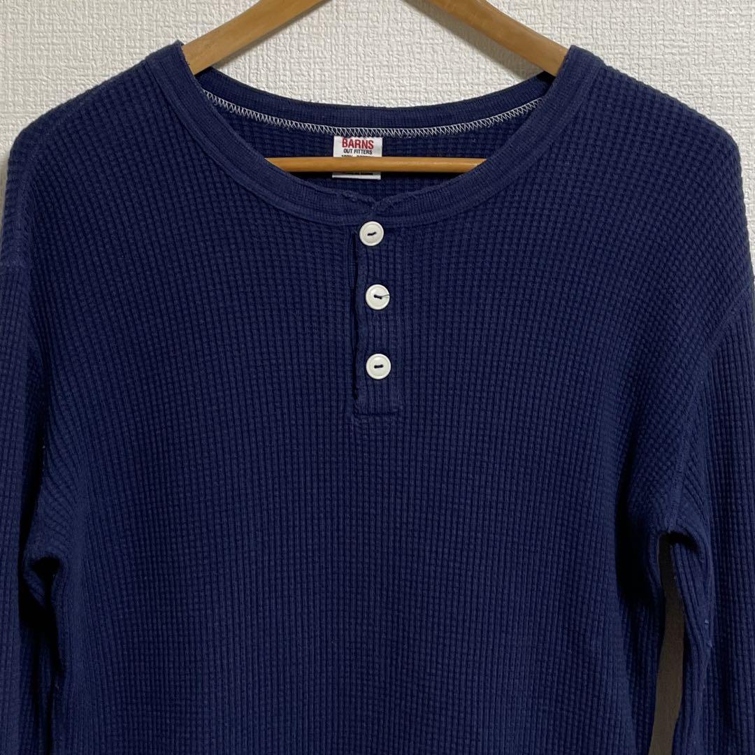 Barns バーンズ サーマル ヘンリーネック ロンTネイビー L