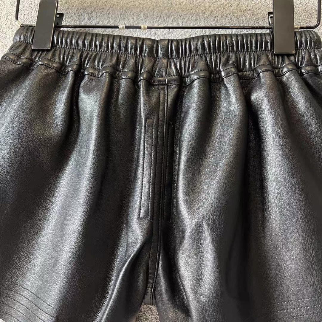Rick Owens レザー ブラック ショートパンツ サイドポケット付き
