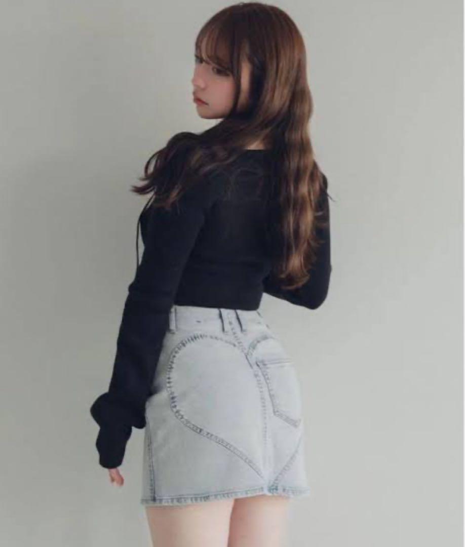 andmary Heart hip denim skirt