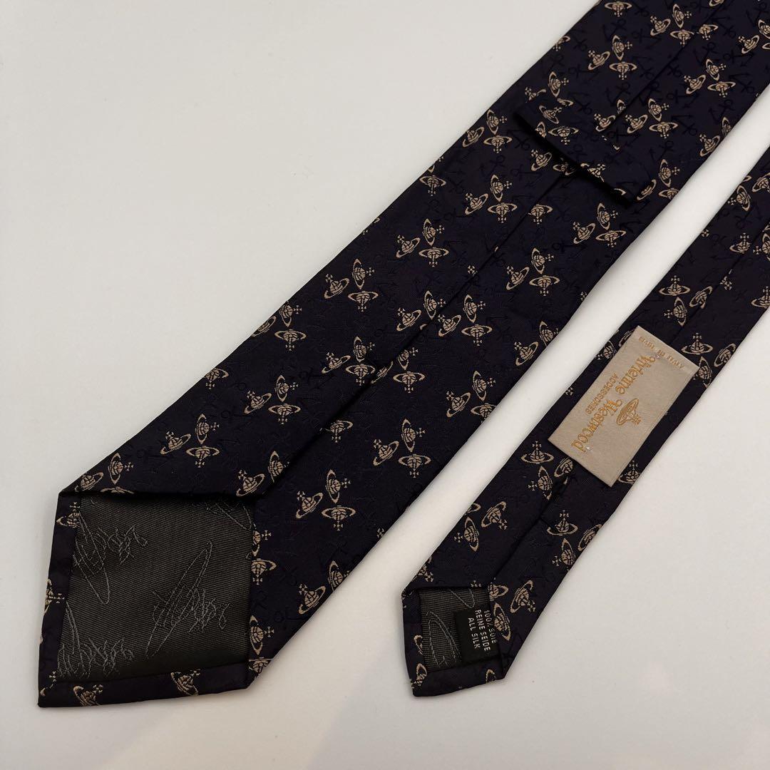 Vivienne Westwood ネクタイ　ネイビー オーヴ　総柄　ビジネス