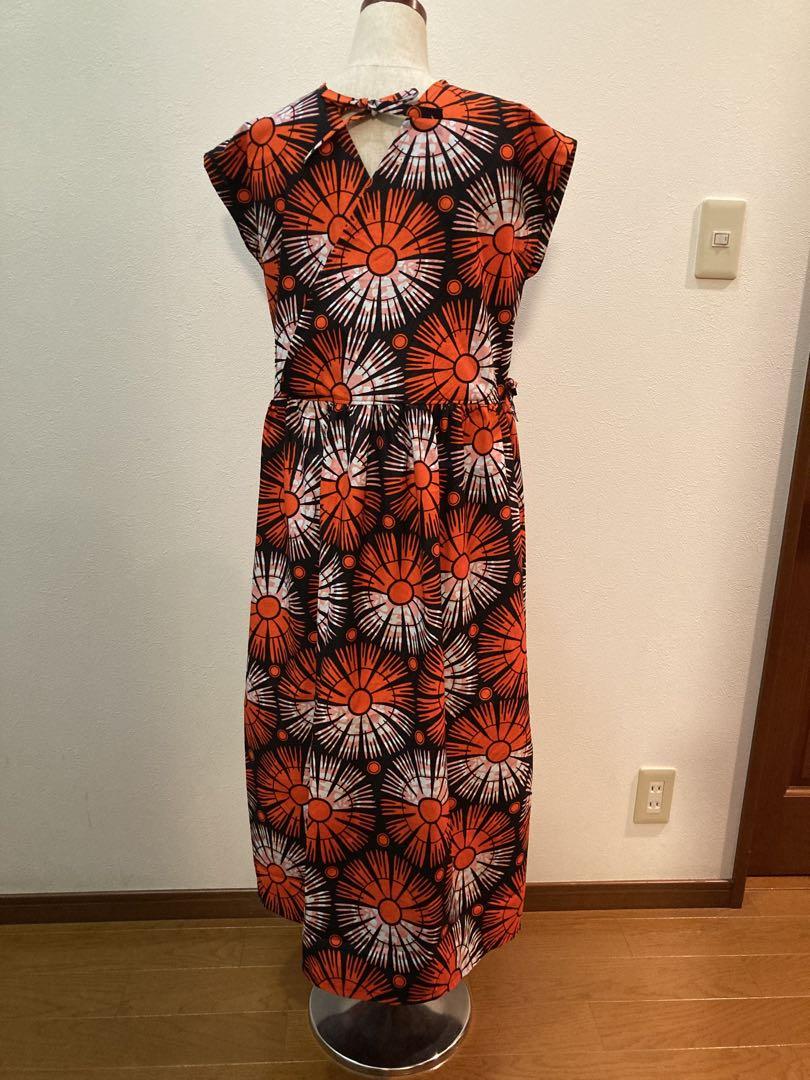 ハンドメイド、アフリカンバティックのカシュクールワンピース