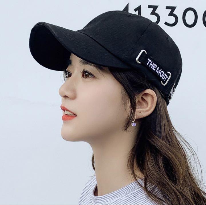 ロゴ シンプル キャップ レディース メンズ お洒落 韓国 ブラック